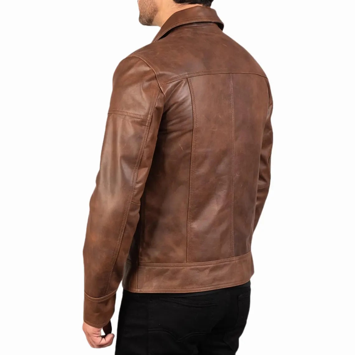 Men’s Classic Brown Real Leather Jacket – Cafe Racer Style Zip-Up Coat | The Nord Wolf