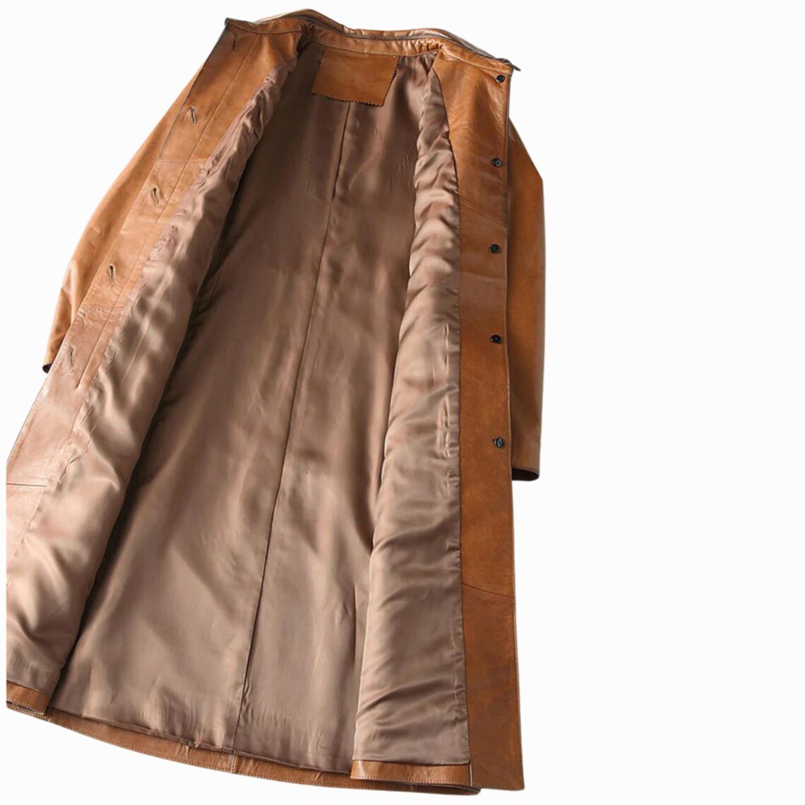 Victorian Style Waxed Leather Trench Coat – Italian Overcoat, Custom Fit