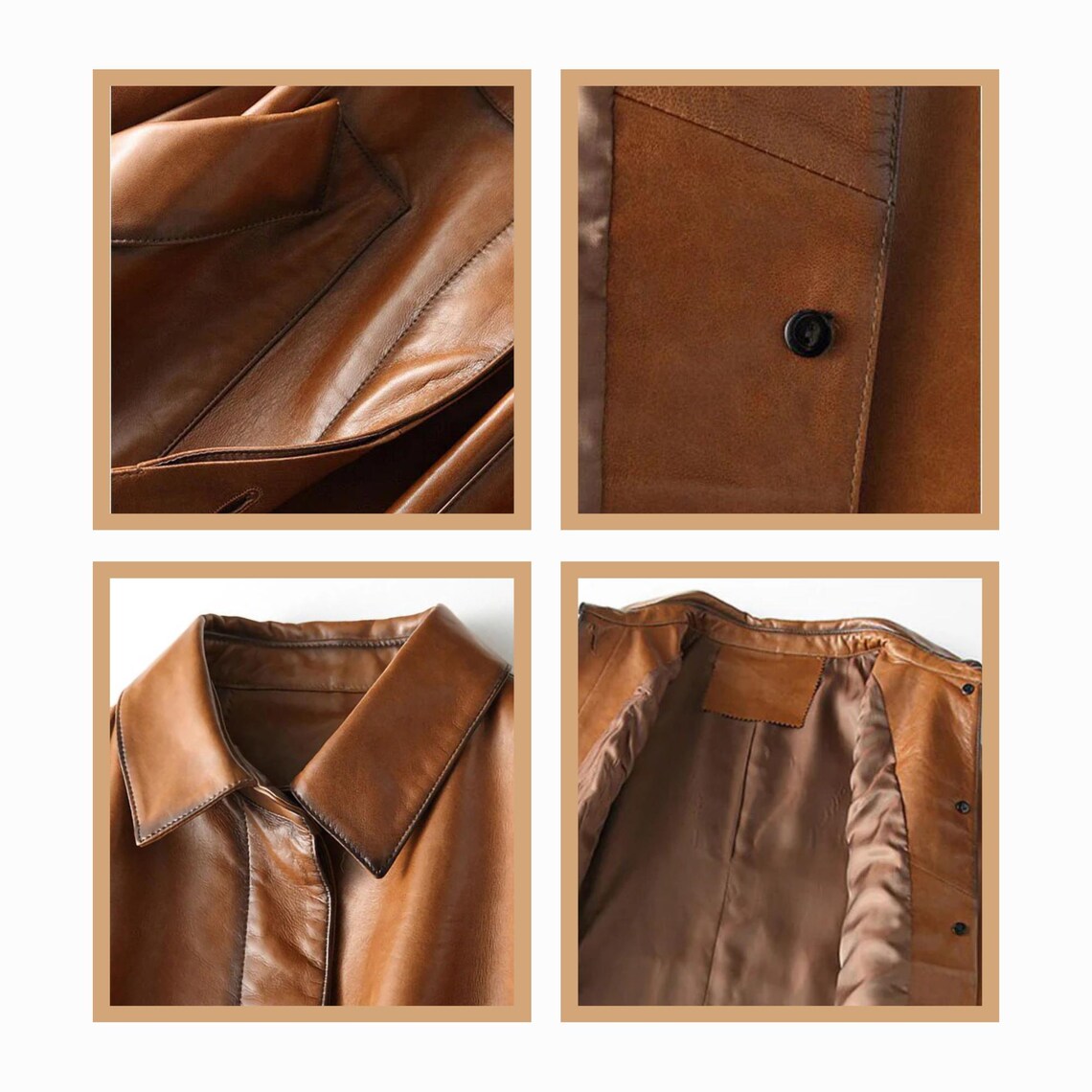 Victorian Style Waxed Leather Trench Coat – Italian Overcoat, Custom Fit