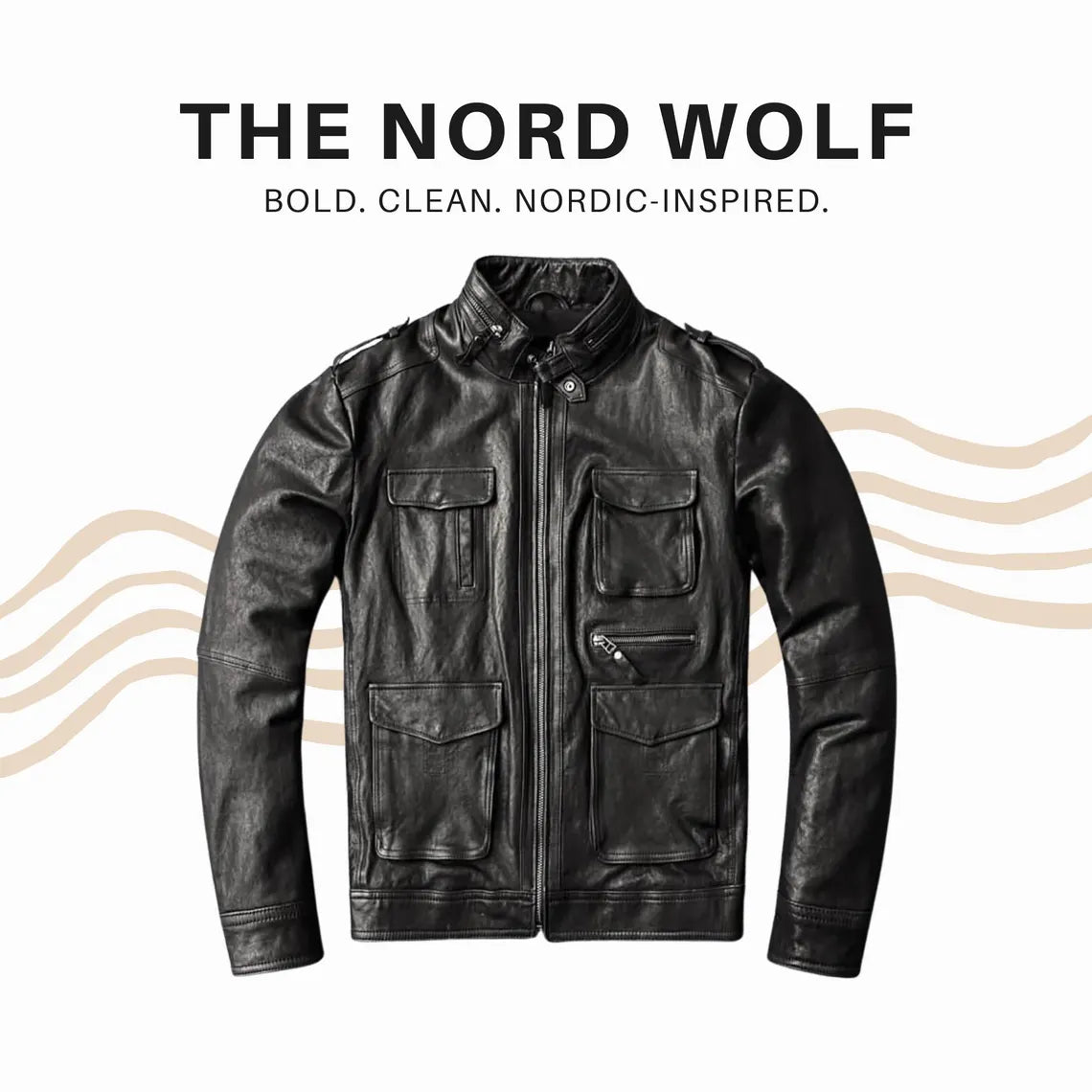 Handmade Calf Leather Biker Jacket | Men's Motorcycle Jacket, The Nord Wolf